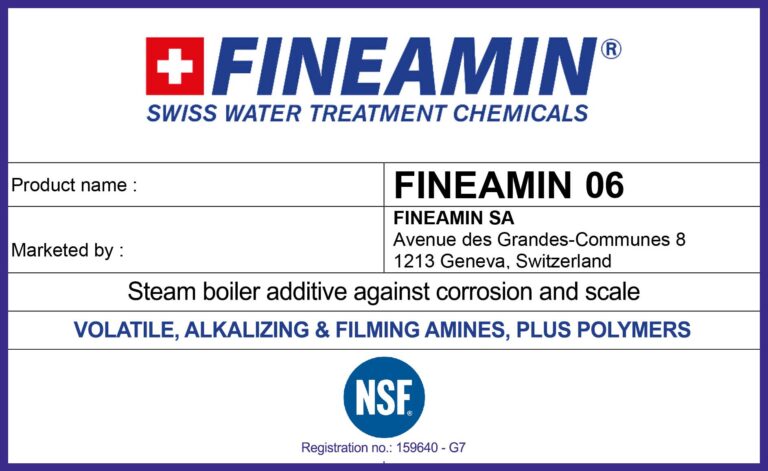 Fineamin 06 label water treatment additive